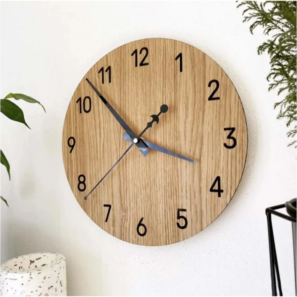 Silent Modern Oak Wooden Wall Clock - Handcrafted Elegance