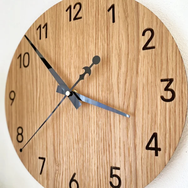 Silent Modern Oak Wooden Wall Clock - Handcrafted Elegance